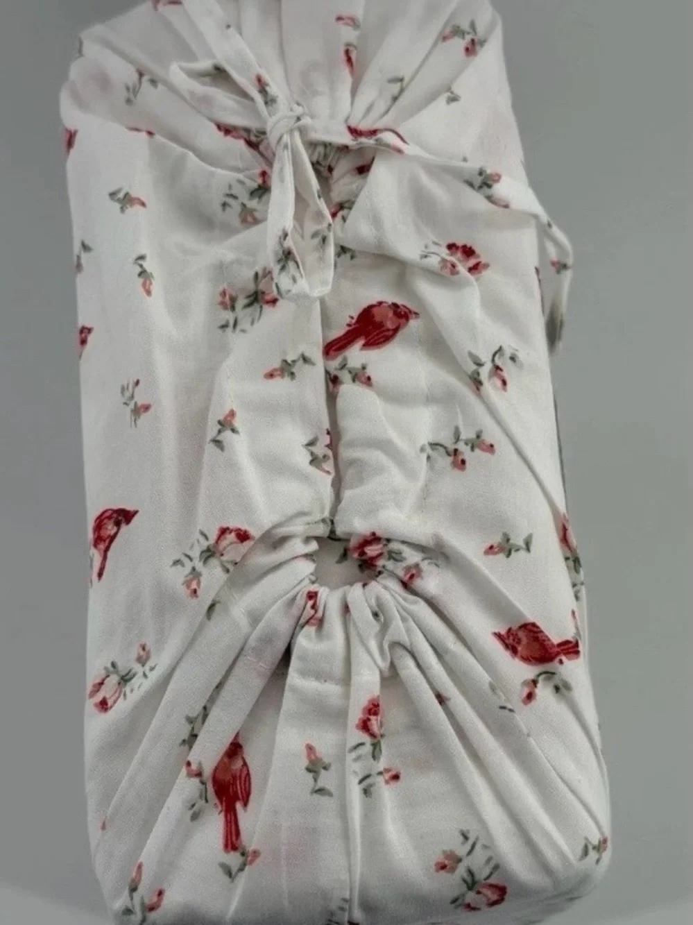 Laura Ashley RED CARDINAL Birds Holly Sheet Set TWIN ~ NEW Cotton Percale